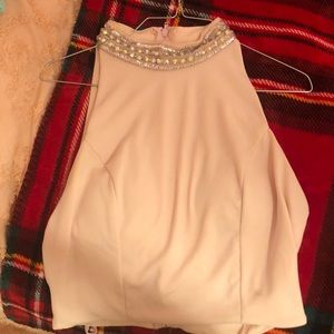 Pink crop top with embellished collar